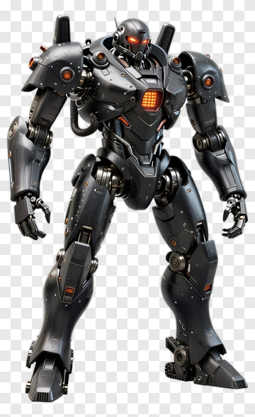Robot With Glowing Orange Eyes PNG