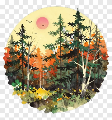 Autumn Forest With Falling Leaves PNG