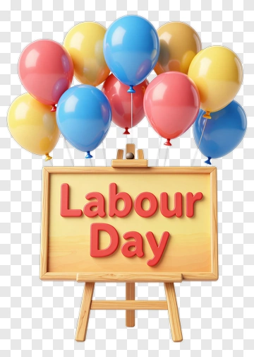 Labour Day Celebration With Balloons PNG