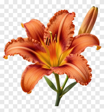 Orange Lily With Yellow Center PNG