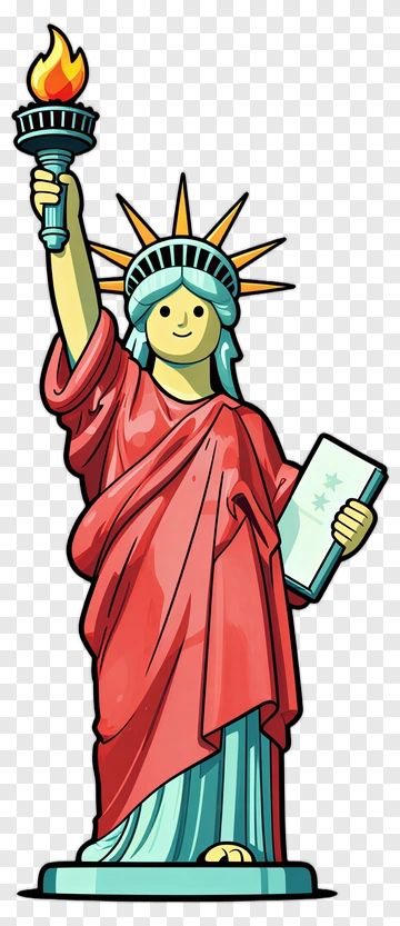 Statue Of Liberty Holding Torch And Tablet PNG