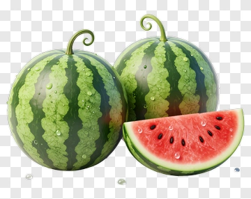 Fresh Watermelon Slices And Whole Melons PNG