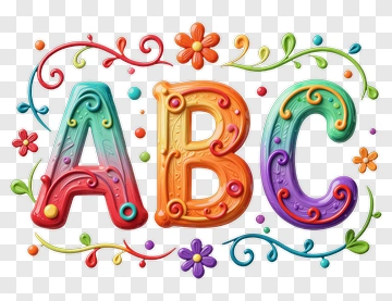 Colorful 3D ABC Letters With Floral Decor PNG