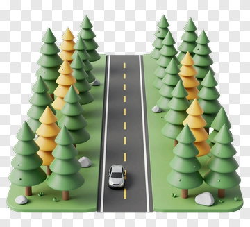 3D Road Through Forest PNG