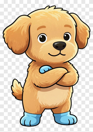 Cute Cartoon Puppy With Blue Boots PNG