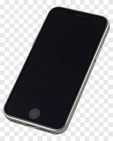 Silver Smartphone With Black Screen PNG