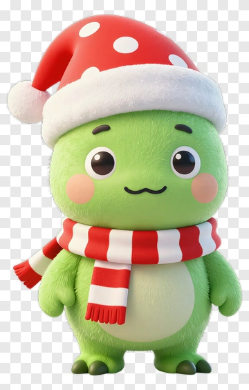 Green Frog In Christmas Hat PNG