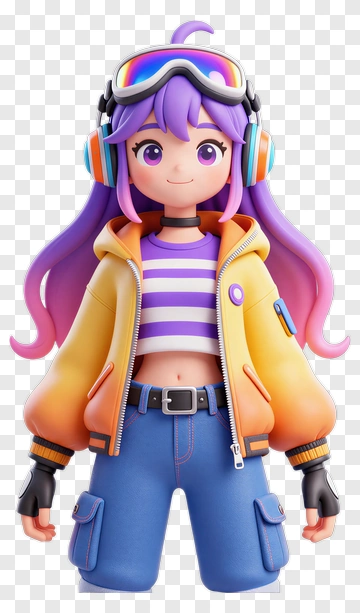 Anime Girl With Goggles And Headphones PNG