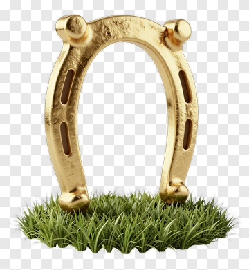 Gold Horseshoe On Grass PNG