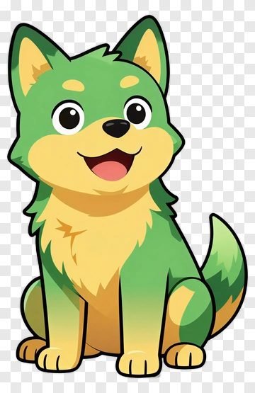 Cartoon Green And Yellow Dog PNG