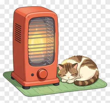 Cat Sleeping Next To Space Heater PNG