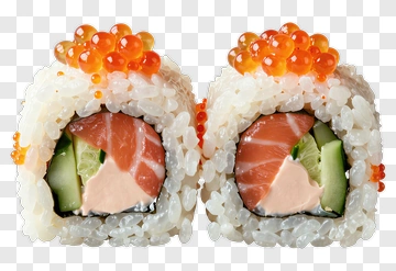 Salmon Sushi With Orange Roe PNG