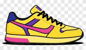 Yellow Sneaker With Pink And Purple Accents PNG