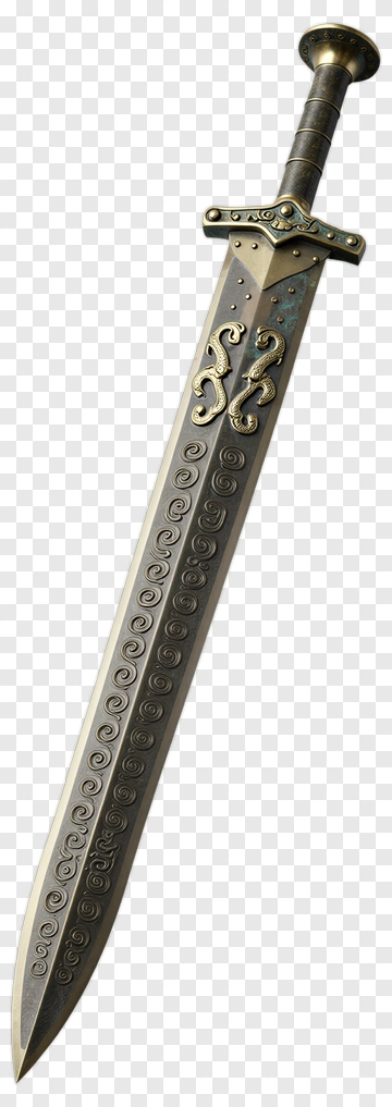 Ancient Sword With Intricate Engravings PNG