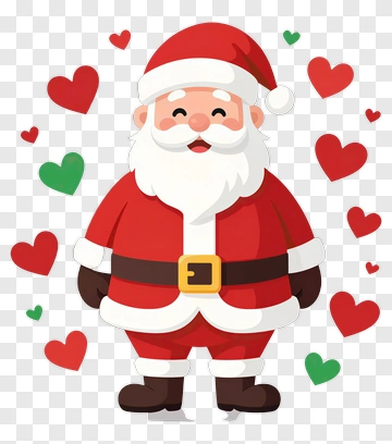 Santa Claus With Hearts PNG