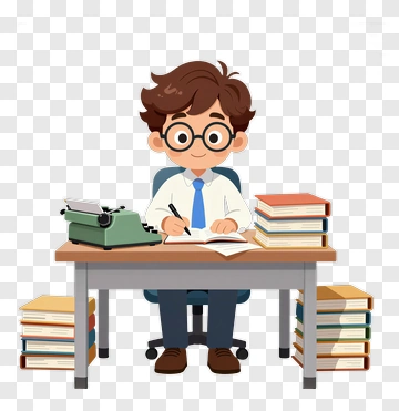 Student Writing At Desk PNG