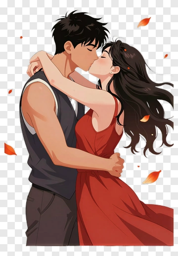 Couple Sharing A Romantic Kiss PNG
