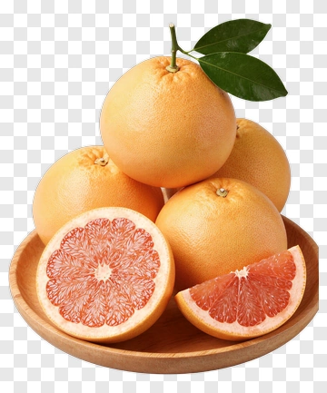 Fresh Grapefruit With Leaf And Slice PNG