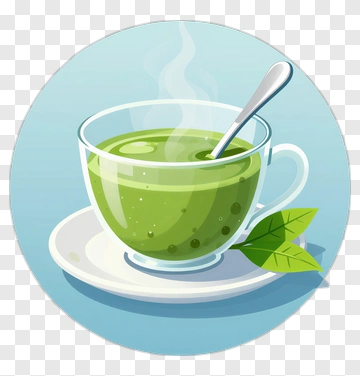 Green Tea In A Cup With Spoon PNG