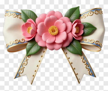 Elegant Pink Camellia Bow Decoration PNG
