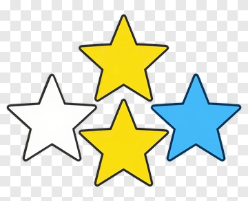 Four Stars In Yellow Blue And White PNG