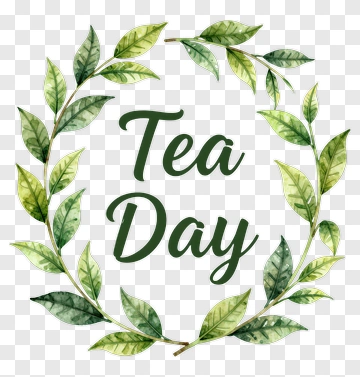 Tea Day Watercolor Wreath PNG