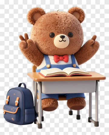Teddy Bear Student At Desk PNG