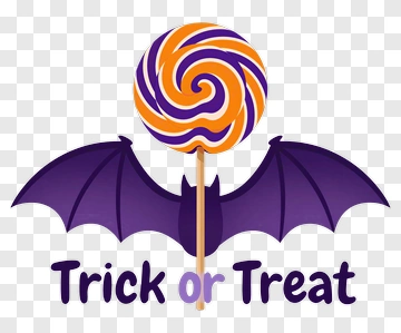 Orange And Purple Lollipop With Bat PNG