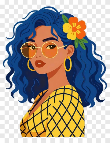 Woman With Blue Hair And Sunglasses PNG