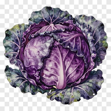 Purple Cabbage Illustration PNG