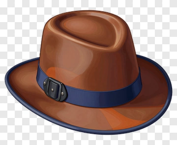 Brown Fedora Hat With Blue Band PNG