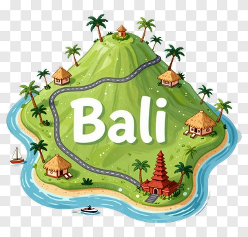 Bali Island With Temple And Palm Trees PNG