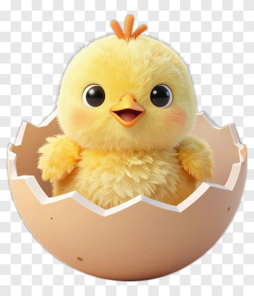Cute Chick Hatching From Egg PNG