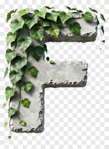 Concrete Letter F With Ivy PNG