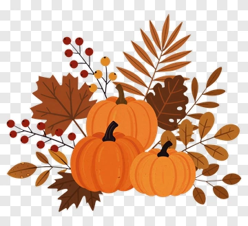 Autumn Pumpkin And Leaf Arrangement PNG