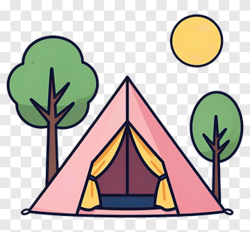 Pink Tent With Trees And Sun PNG