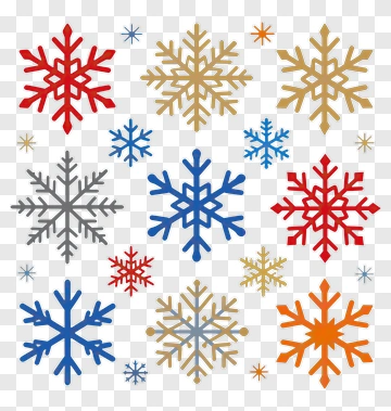 Colorful Snowflakes Design PNG