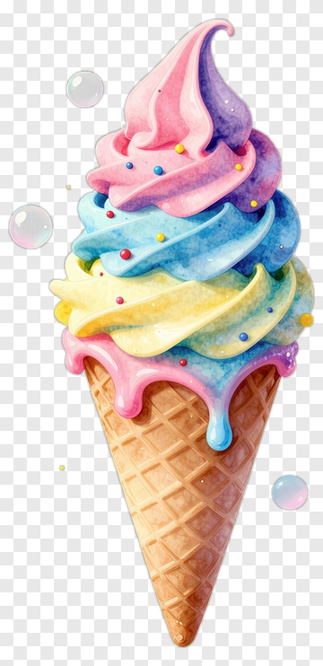 Rainbow Ice Cream Cone PNG