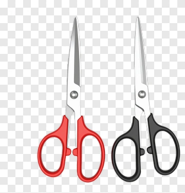 Pair Of Red And Black Scissors PNG