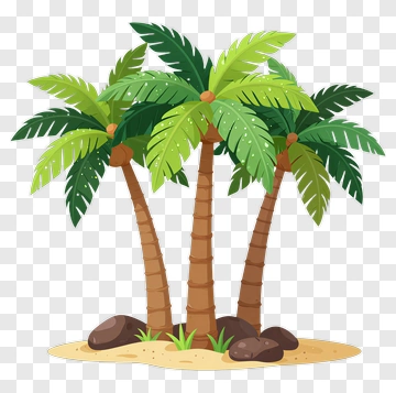Tropical Palm Trees On Sandy Beach PNG