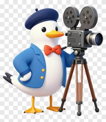 Cartoon Duck With Film Camera PNG