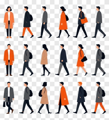 People Walking In City PNG