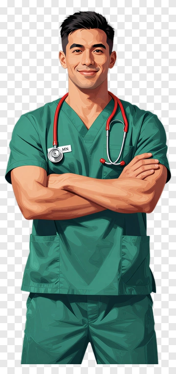 Smiling Doctor In Green Scrubs PNG