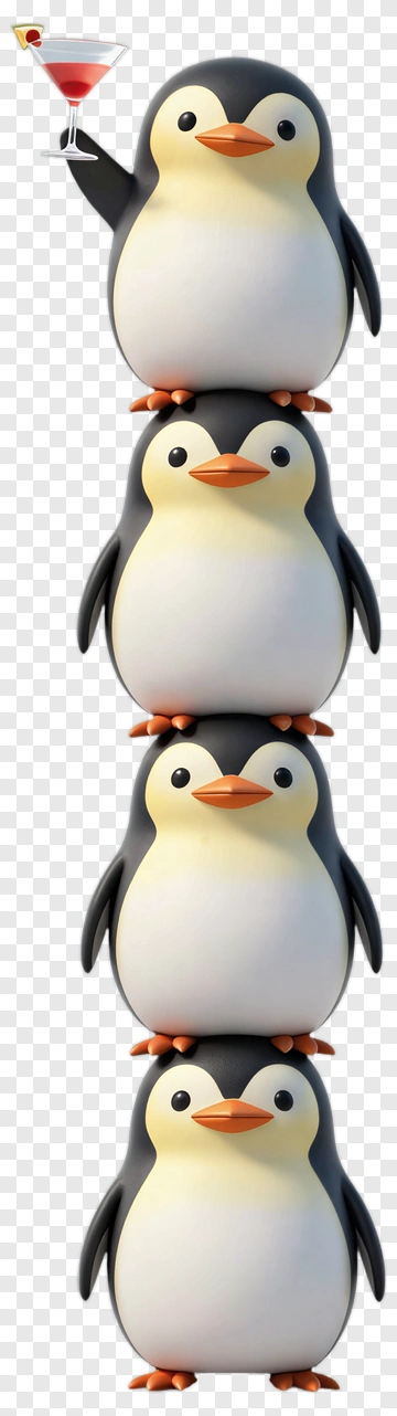 Penguins Stack With Martini PNG