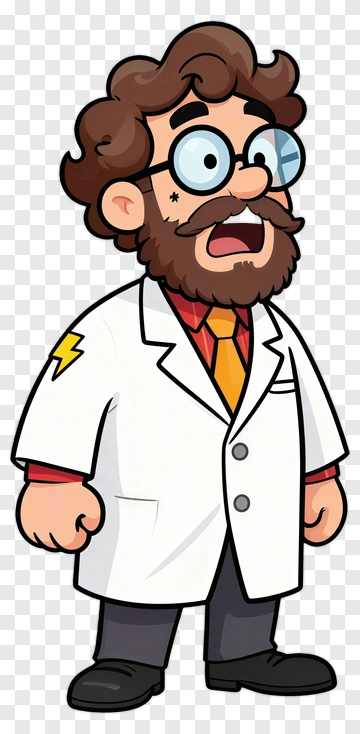 Cartoon Scientist With Glasses And Beard PNG