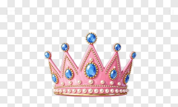 Pink Crown With Blue Gems And Pearls PNG