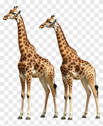 Two Giraffes Standing Together PNG