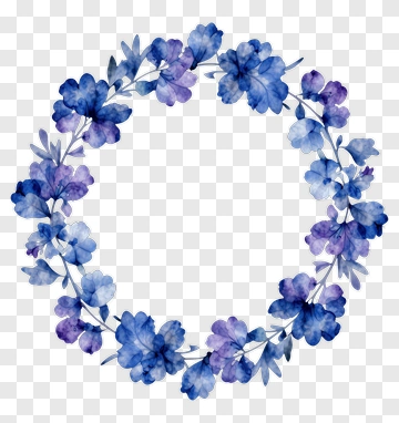 Watercolor Flower Wreath In Blue And Purple PNG
