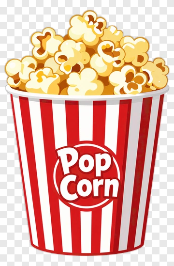 Popcorn In Red And White Striped Bucket PNG