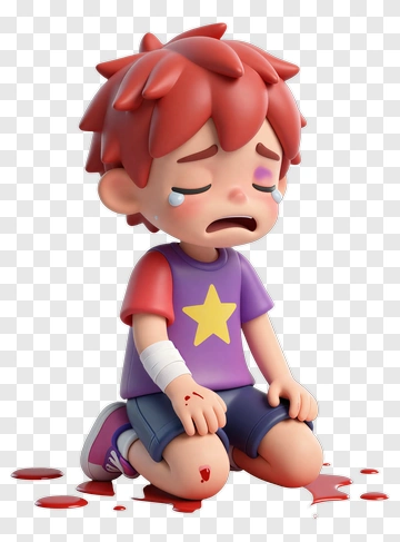 Crying Child With Injury PNG